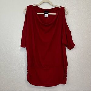 Torrid Vintage Red Cowl Neck Cold Shoulder Dolman Sleeves Top, Size 1X